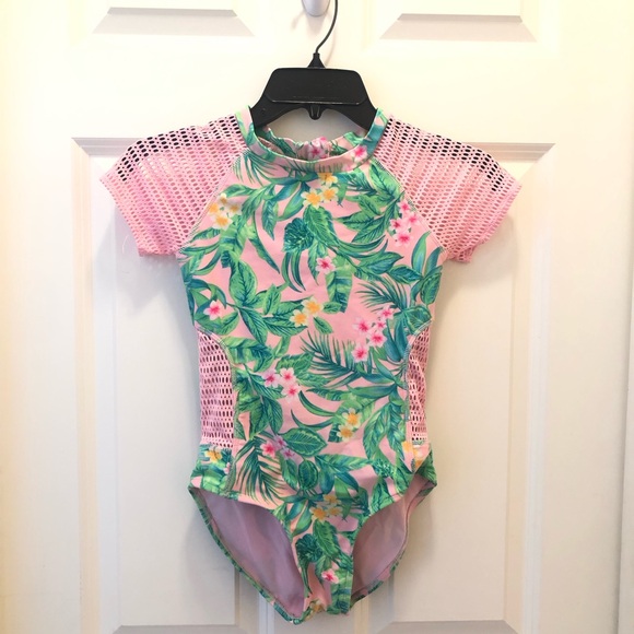 Bundle of Art Class Cat & Jack Floral and Blue One Piece Swimsuit 10/12 Girls - Picture 1 of 10